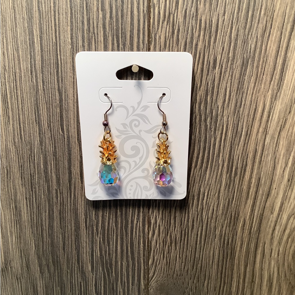 Pineapple Gold Tone Earrings